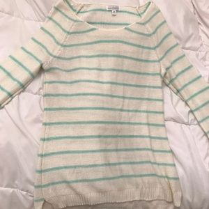 Charming Charlie cream & teal striped sweater